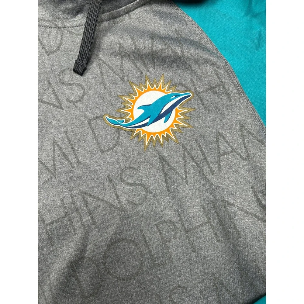 Nike Miami Dolphins Hoodie Polyester Gray Teal Medium Mens